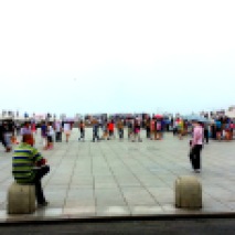 Xinghai Square looking out to the ocean at the "open book"