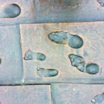Bound-foot footprints at a Dalian Monument in Xinghai Square