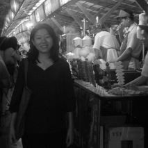 Rows of lanterns light the night market's stands