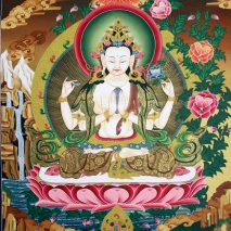 A thangka depicting Chenrezig, the Bodhisattva of Compassion (photo from ebay.com)